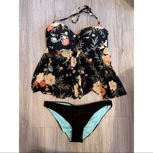 Black Tankini 2 Piece Swimsuit